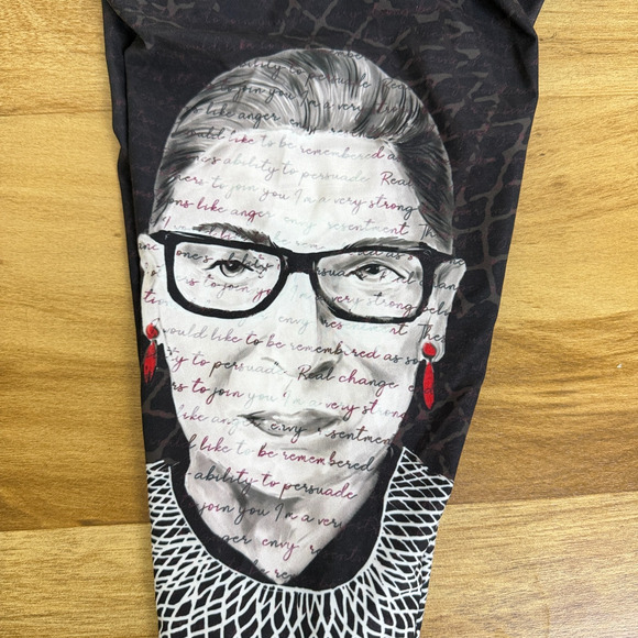 Yoga Democracy RGB Ruth Bader Ginsberg Leggings Womens Small Black Gym Stretch - Picture 9 of 12
